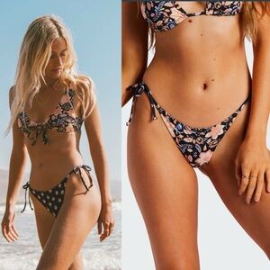 Billabong Boho Floral Hide Away Hippie Reversible Tie Side Skimpy Bikini Bottom